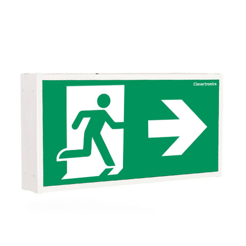 Jumbo 50m Exit, Surface Mount, CLP, DALI Emergency, All Pictograms, Single or Double Sided